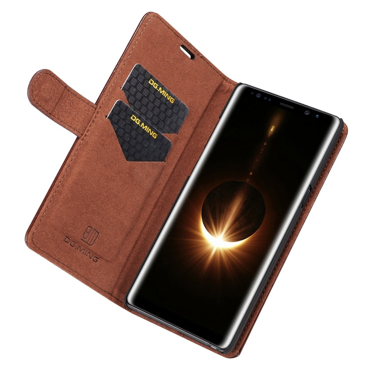 DG.MING for Galaxy Note 8 Genuine Leather Horizontal Flip Detachable Magnetic Protective Case with Holder & Card Slots & Lanyard