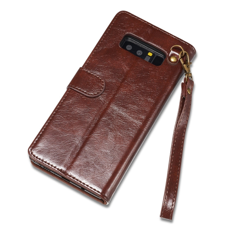 DG.MING for Galaxy Note 8 Genuine Leather Horizontal Flip Detachable Magnetic Protective Case with Holder & Card Slots & Lanyard