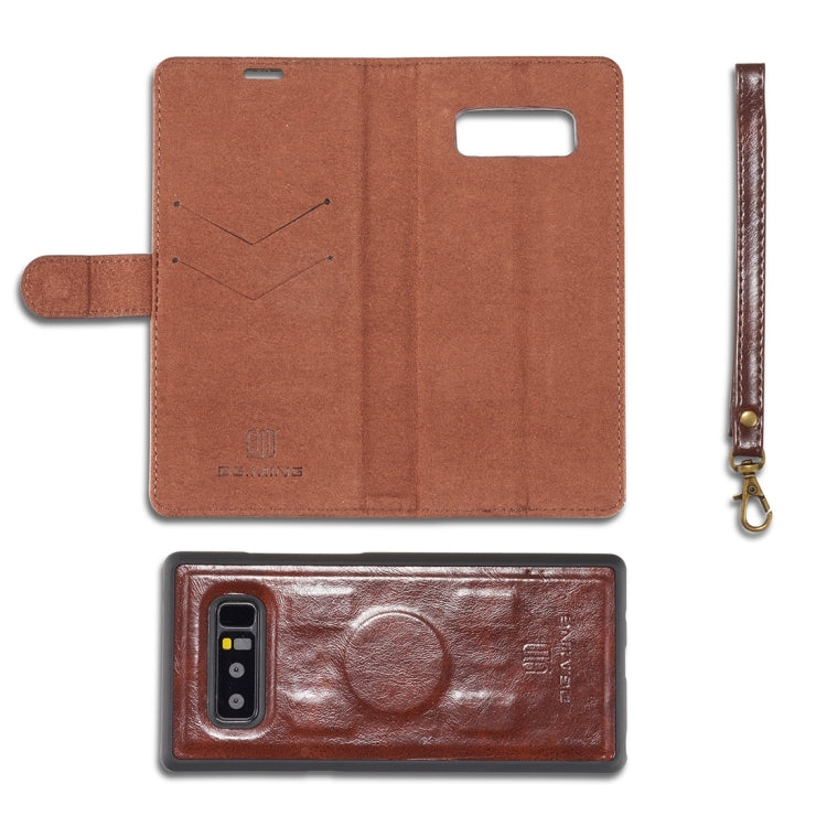 DG.MING for Galaxy Note 8 Genuine Leather Horizontal Flip Detachable Magnetic Protective Case with Holder & Card Slots & Lanyard
