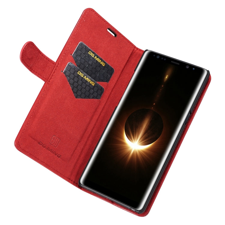 DG.MING for Galaxy Note 8 Genuine Leather Horizontal Flip Detachable Magnetic Protective Case with Holder & Card Slots & Lanyard