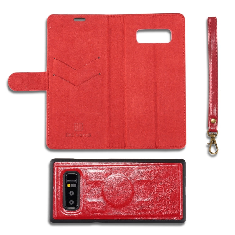DG.MING for Galaxy Note 8 Genuine Leather Horizontal Flip Detachable Magnetic Protective Case with Holder & Card Slots & Lanyard