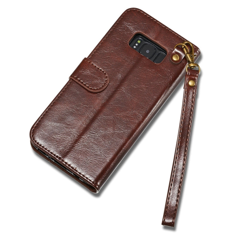 DG.MING for Galaxy S8 Genuine Leather Horizontal Flip Detachable Magnetic Protective Case with Holder & Card Slots & Lanyard