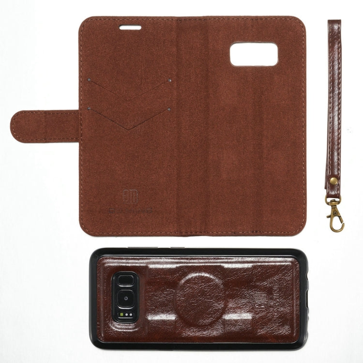 DG.MING for Galaxy S8 Genuine Leather Horizontal Flip Detachable Magnetic Protective Case with Holder & Card Slots & Lanyard