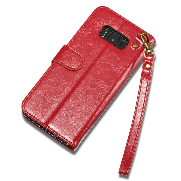 DG.MING for Galaxy S8 Genuine Leather Horizontal Flip Detachable Magnetic Protective Case with Holder & Card Slots & Lanyard