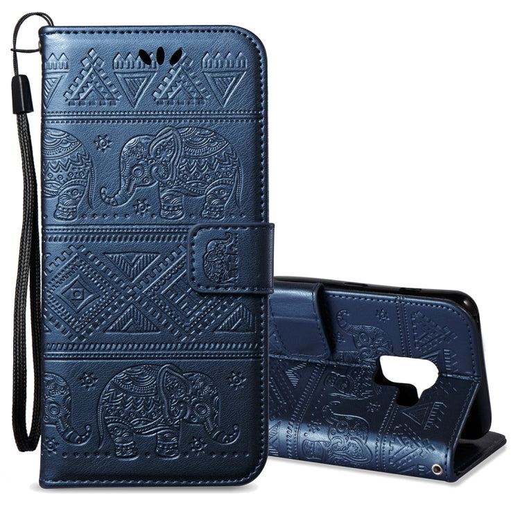 For Galaxy A8 (2018) Elephant Embossing Horizontal Flip Leather Case with Holder & Card Slots & Wallet & Lanyard
