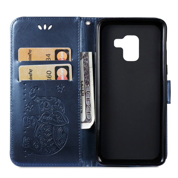 For Galaxy A8 (2018) Elephant Embossing Horizontal Flip Leather Case with Holder & Card Slots & Wallet & Lanyard