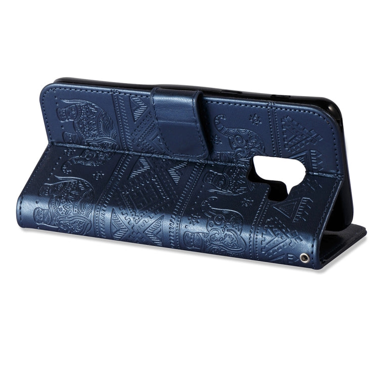 For Galaxy A8 (2018) Elephant Embossing Horizontal Flip Leather Case with Holder & Card Slots & Wallet & Lanyard
