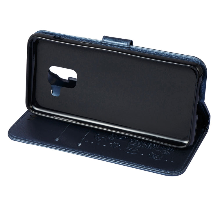 For Galaxy A8 (2018) Elephant Embossing Horizontal Flip Leather Case with Holder & Card Slots & Wallet & Lanyard