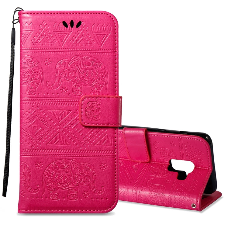 For Galaxy A8 (2018) Elephant Embossing Horizontal Flip Leather Case with Holder & Card Slots & Wallet & Lanyard