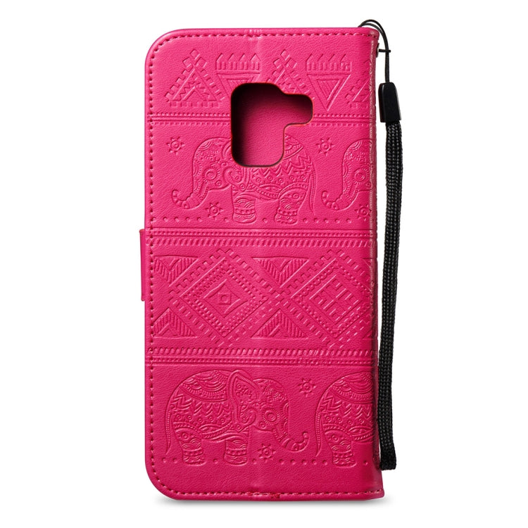 For Galaxy A8 (2018) Elephant Embossing Horizontal Flip Leather Case with Holder & Card Slots & Wallet & Lanyard