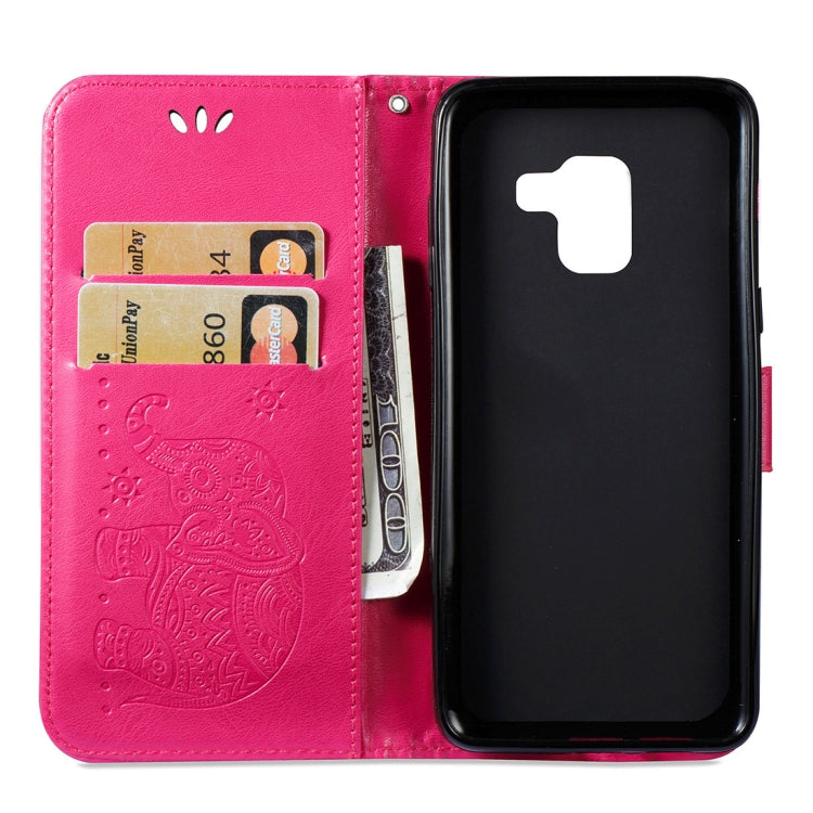 For Galaxy A8 (2018) Elephant Embossing Horizontal Flip Leather Case with Holder & Card Slots & Wallet & Lanyard
