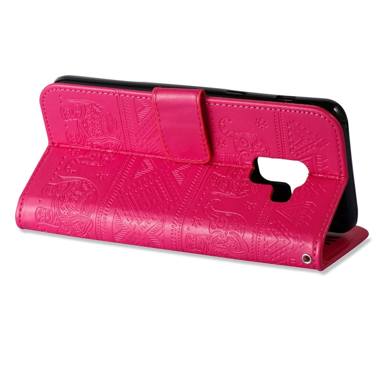 For Galaxy A8 (2018) Elephant Embossing Horizontal Flip Leather Case with Holder & Card Slots & Wallet & Lanyard