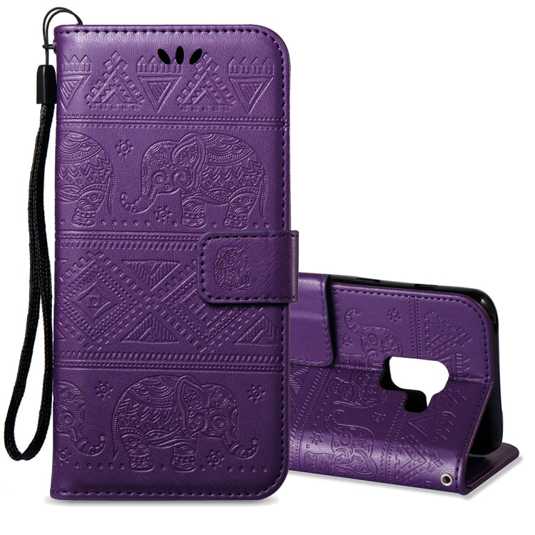 For Galaxy A8 (2018) Elephant Embossing Horizontal Flip Leather Case with Holder & Card Slots & Wallet & Lanyard