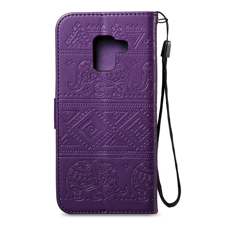 For Galaxy A8 (2018) Elephant Embossing Horizontal Flip Leather Case with Holder & Card Slots & Wallet & Lanyard
