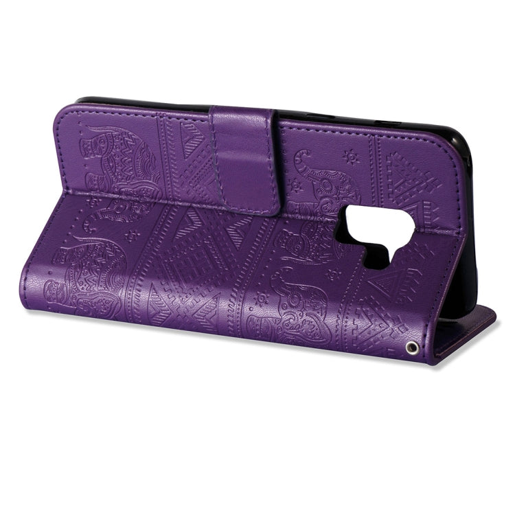 For Galaxy A8 (2018) Elephant Embossing Horizontal Flip Leather Case with Holder & Card Slots & Wallet & Lanyard