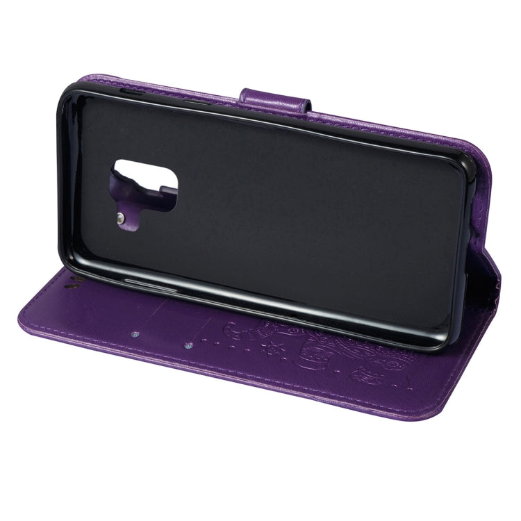 For Galaxy A8 (2018) Elephant Embossing Horizontal Flip Leather Case with Holder & Card Slots & Wallet & Lanyard