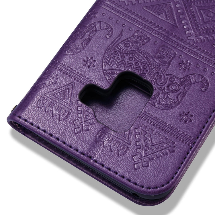 For Galaxy A8 (2018) Elephant Embossing Horizontal Flip Leather Case with Holder & Card Slots & Wallet & Lanyard