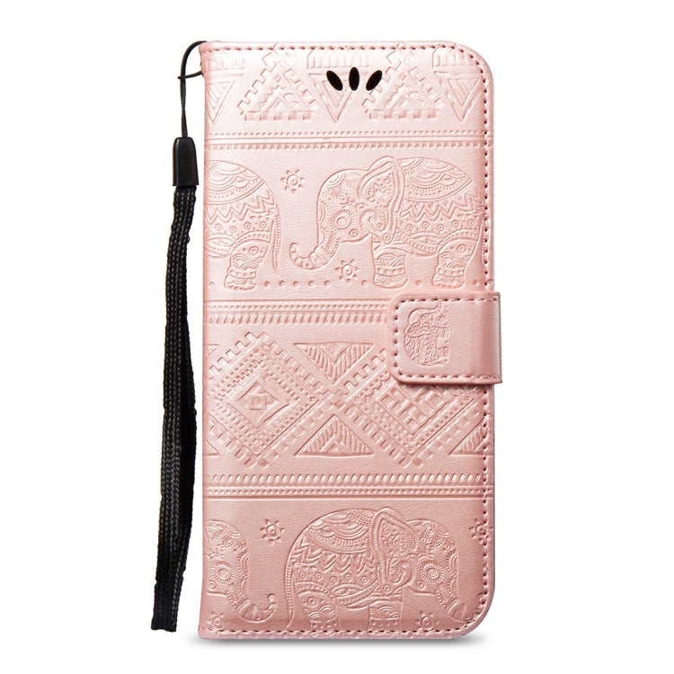 For Galaxy A8 (2018) Elephant Embossing Horizontal Flip Leather Case with Holder & Card Slots & Wallet & Lanyard