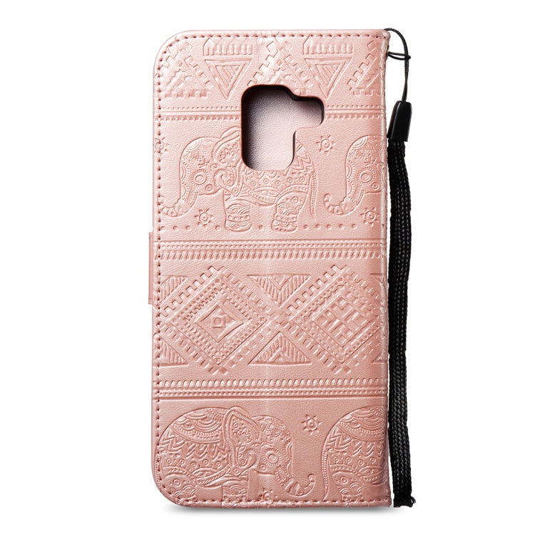 For Galaxy A8 (2018) Elephant Embossing Horizontal Flip Leather Case with Holder & Card Slots & Wallet & Lanyard