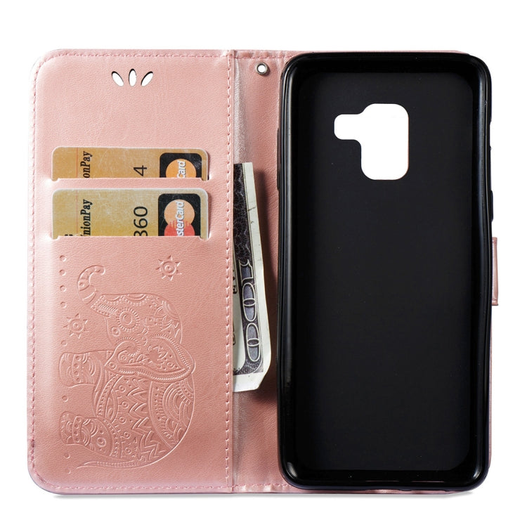 For Galaxy A8 (2018) Elephant Embossing Horizontal Flip Leather Case with Holder & Card Slots & Wallet & Lanyard