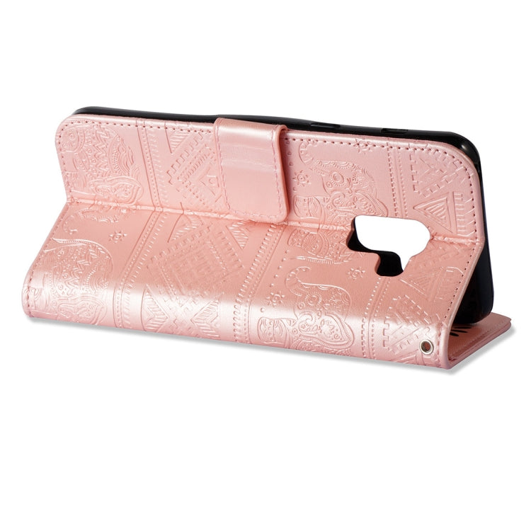 For Galaxy A8 (2018) Elephant Embossing Horizontal Flip Leather Case with Holder & Card Slots & Wallet & Lanyard
