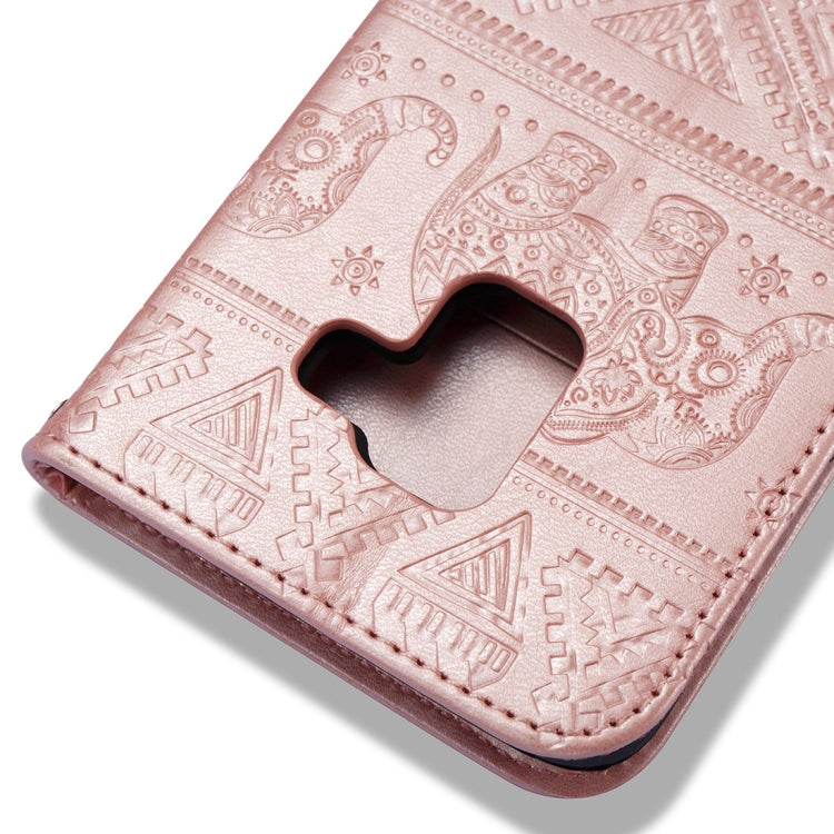 For Galaxy A8 (2018) Elephant Embossing Horizontal Flip Leather Case with Holder & Card Slots & Wallet & Lanyard