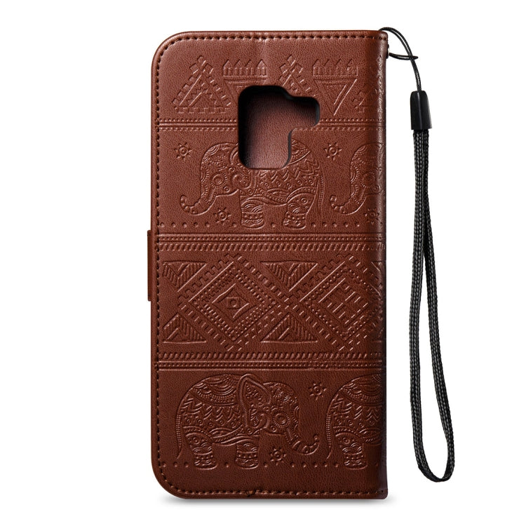 For Galaxy A8 (2018) Elephant Embossing Horizontal Flip Leather Case with Holder & Card Slots & Wallet & Lanyard