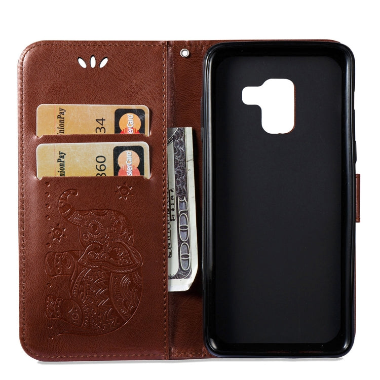 For Galaxy A8 (2018) Elephant Embossing Horizontal Flip Leather Case with Holder & Card Slots & Wallet & Lanyard