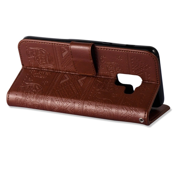For Galaxy A8 (2018) Elephant Embossing Horizontal Flip Leather Case with Holder & Card Slots & Wallet & Lanyard