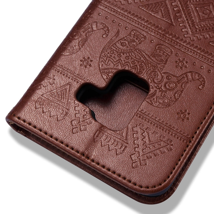 For Galaxy A8 (2018) Elephant Embossing Horizontal Flip Leather Case with Holder & Card Slots & Wallet & Lanyard
