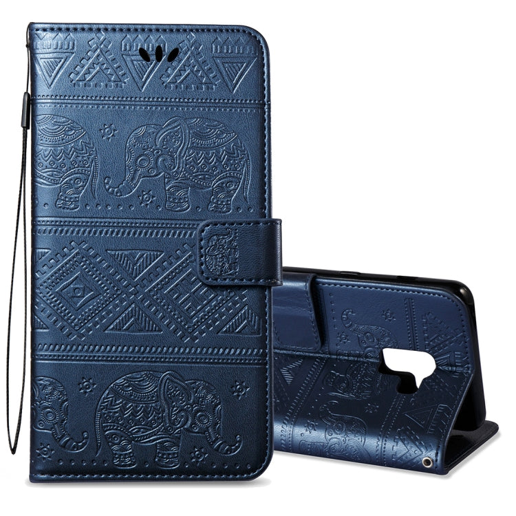 For Galaxy A8+ (2018) Elephant Embossing Horizontal Flip Leather Case with Holder & Card Slots & Wallet & Lanyard