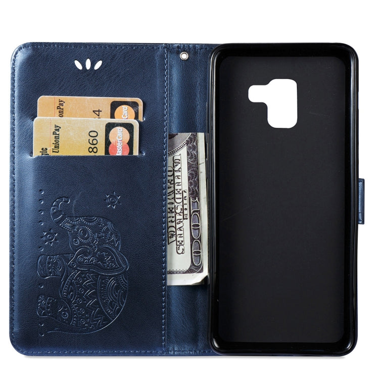 For Galaxy A8+ (2018) Elephant Embossing Horizontal Flip Leather Case with Holder & Card Slots & Wallet & Lanyard