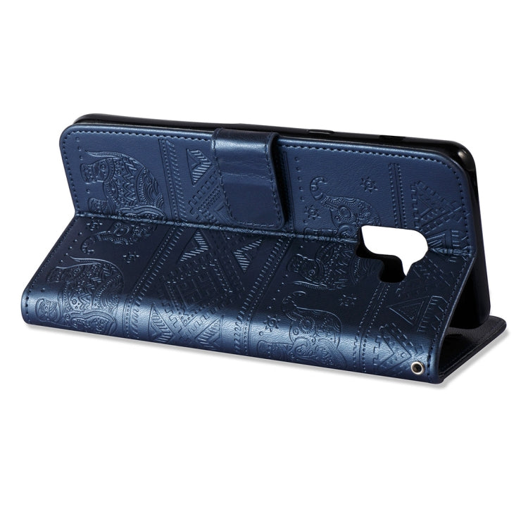 For Galaxy A8+ (2018) Elephant Embossing Horizontal Flip Leather Case with Holder & Card Slots & Wallet & Lanyard