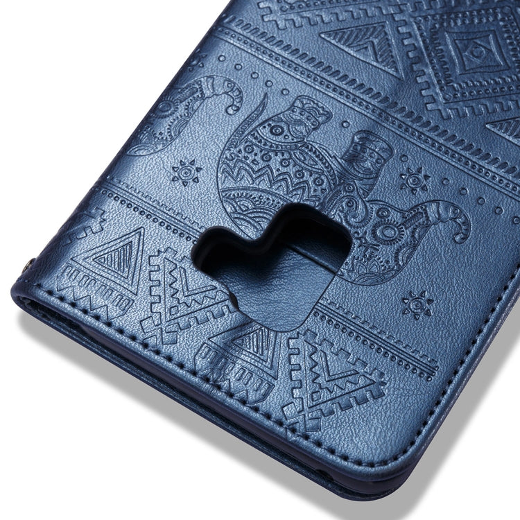 For Galaxy A8+ (2018) Elephant Embossing Horizontal Flip Leather Case with Holder & Card Slots & Wallet & Lanyard