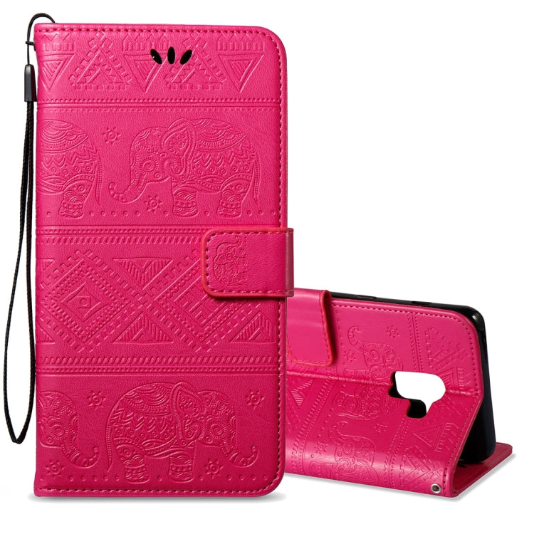 For Galaxy A8+ (2018) Elephant Embossing Horizontal Flip Leather Case with Holder & Card Slots & Wallet & Lanyard