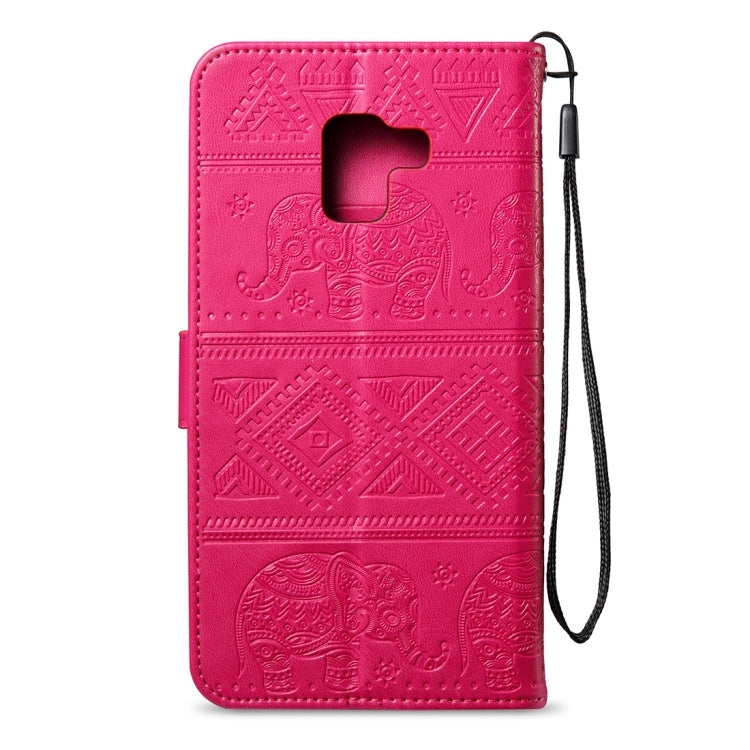 For Galaxy A8+ (2018) Elephant Embossing Horizontal Flip Leather Case with Holder & Card Slots & Wallet & Lanyard