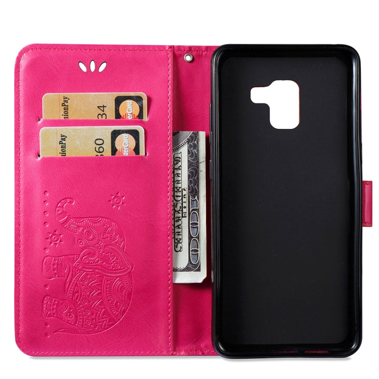 For Galaxy A8+ (2018) Elephant Embossing Horizontal Flip Leather Case with Holder & Card Slots & Wallet & Lanyard