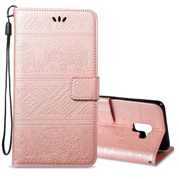 For Galaxy A8+ (2018) Elephant Embossing Horizontal Flip Leather Case with Holder & Card Slots & Wallet & Lanyard