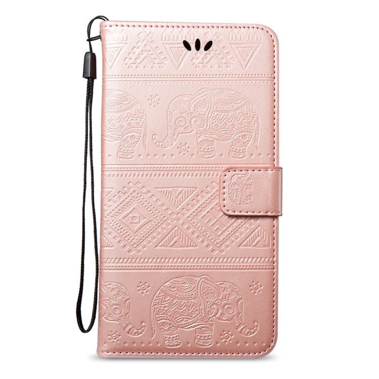 For Galaxy A8+ (2018) Elephant Embossing Horizontal Flip Leather Case with Holder & Card Slots & Wallet & Lanyard