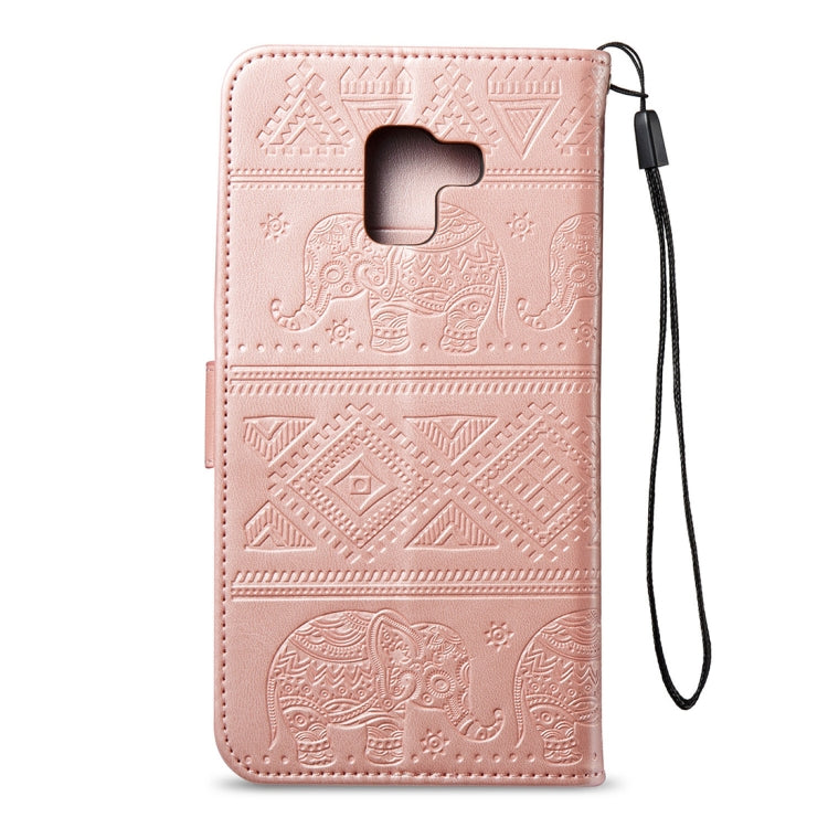 For Galaxy A8+ (2018) Elephant Embossing Horizontal Flip Leather Case with Holder & Card Slots & Wallet & Lanyard