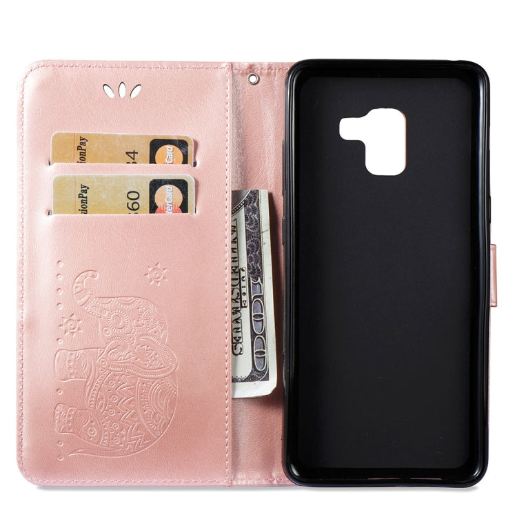 For Galaxy A8+ (2018) Elephant Embossing Horizontal Flip Leather Case with Holder & Card Slots & Wallet & Lanyard