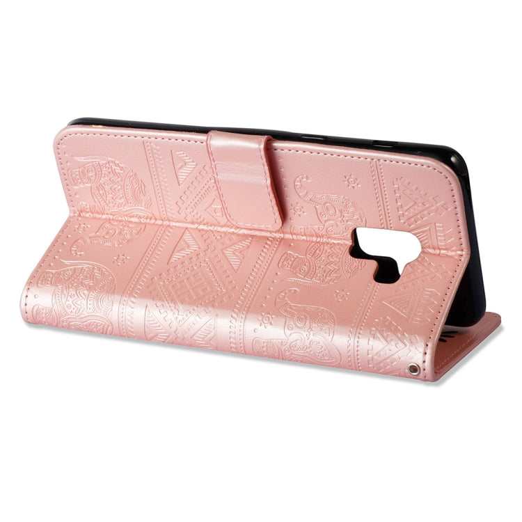 For Galaxy A8+ (2018) Elephant Embossing Horizontal Flip Leather Case with Holder & Card Slots & Wallet & Lanyard