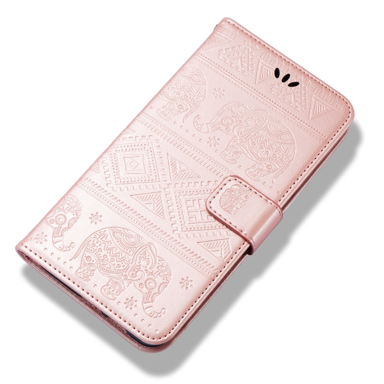 For Galaxy A8+ (2018) Elephant Embossing Horizontal Flip Leather Case with Holder & Card Slots & Wallet & Lanyard