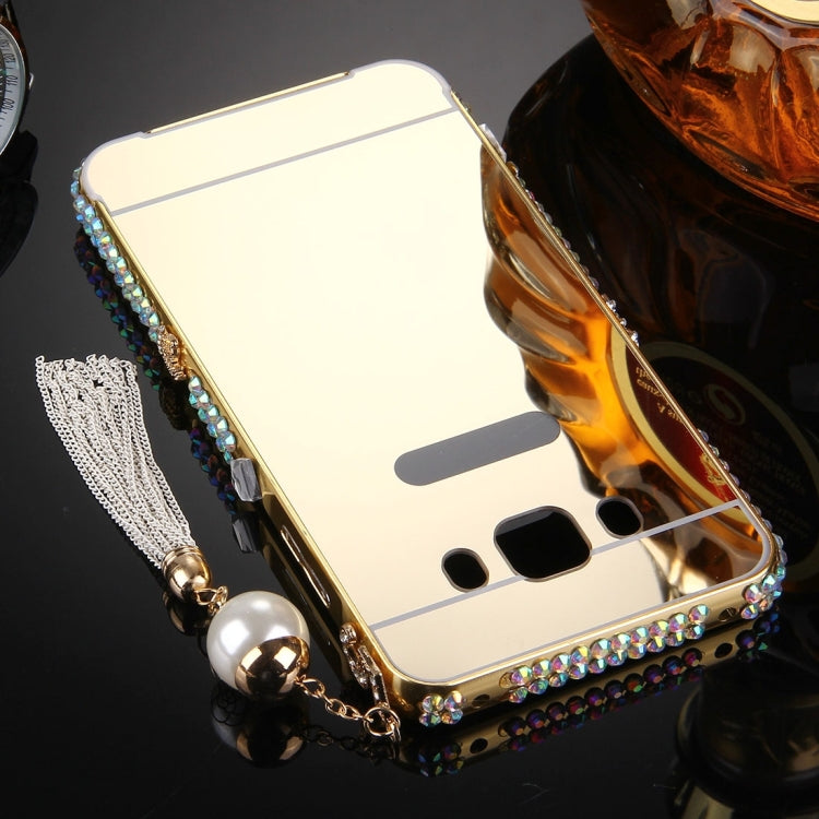 For Galaxy J5 (2016) / J510 Pearl Chain Pendant Diamond Encrusted Electroplating Mirror PC Protective Cover Case