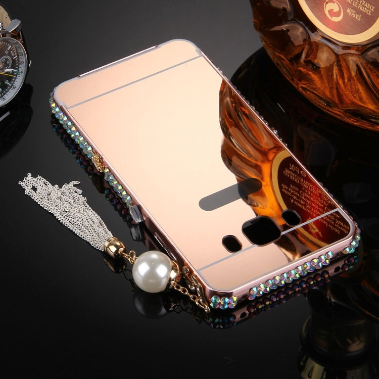 For Galaxy J5 (2016) / J510 Pearl Chain Pendant Diamond Encrusted Electroplating Mirror PC Protective Cover Case