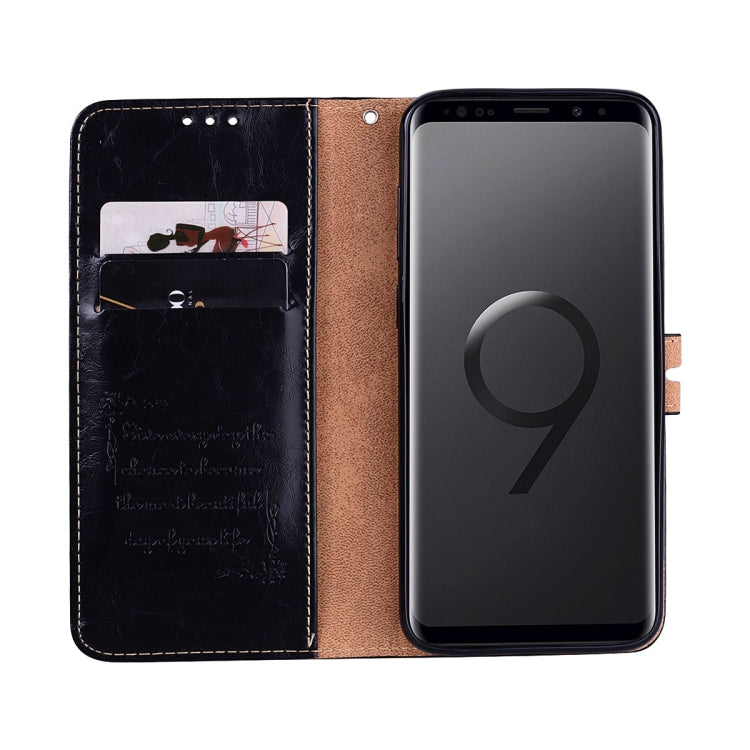 For Galaxy S9 Plus Oil Wax Texture Horizontal Flip Leather Case with Holder & Card Slots & Wallet