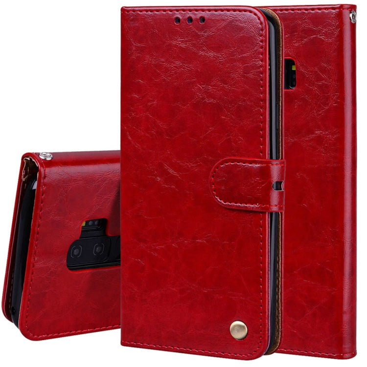 For Galaxy S9 Plus Oil Wax Texture Horizontal Flip Leather Case with Holder & Card Slots & Wallet
