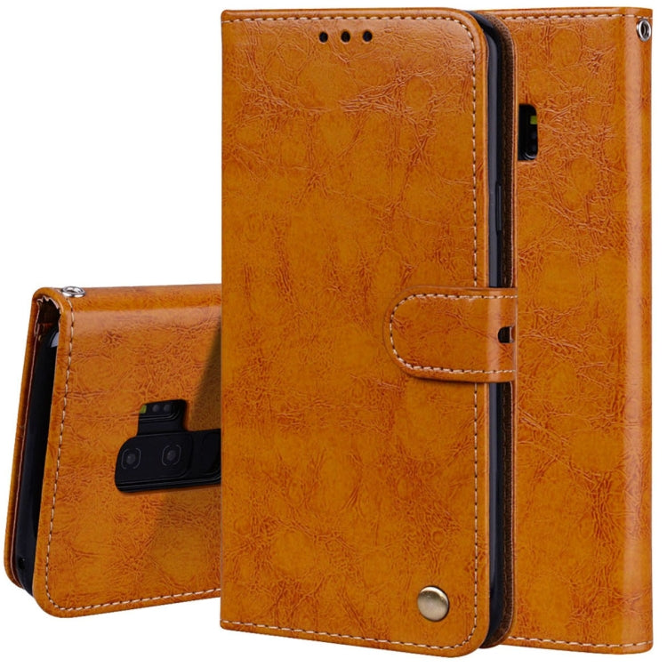 For Galaxy S9 Plus Oil Wax Texture Horizontal Flip Leather Case with Holder & Card Slots & Wallet