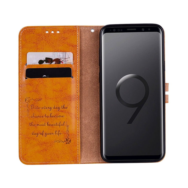 For Galaxy S9 Plus Oil Wax Texture Horizontal Flip Leather Case with Holder & Card Slots & Wallet