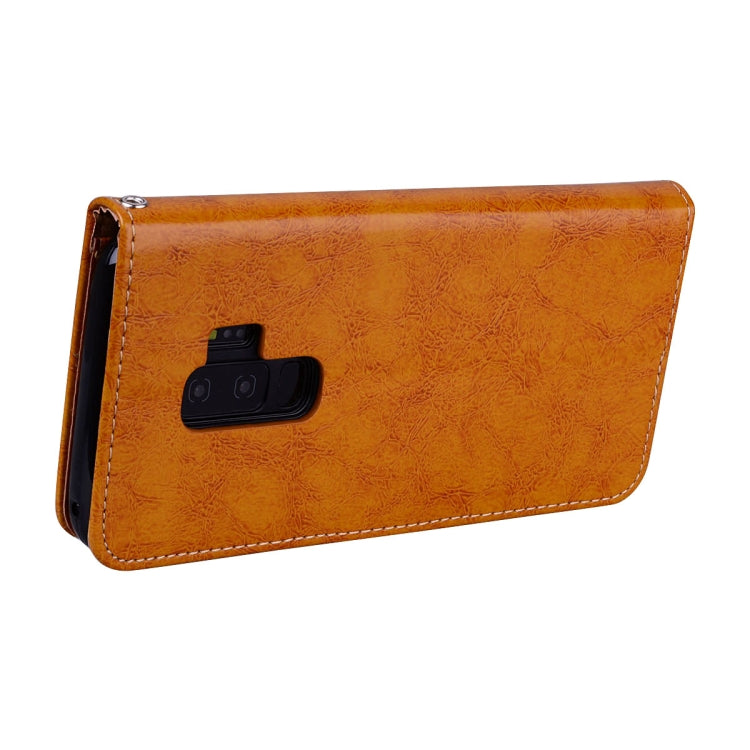For Galaxy S9 Plus Oil Wax Texture Horizontal Flip Leather Case with Holder & Card Slots & Wallet